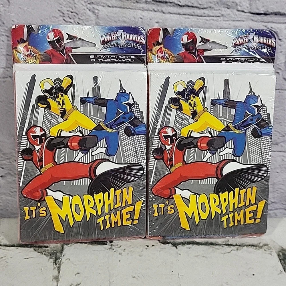 American Greetings Power Ranger Party Invitations Thank You Cards Lot Of 2 Packs
